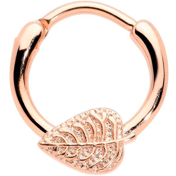 Body Candy 16 Gauge 3/8 Rose Gold Tone Autumn Texture Leaf Cartilage Clicker Ring Review