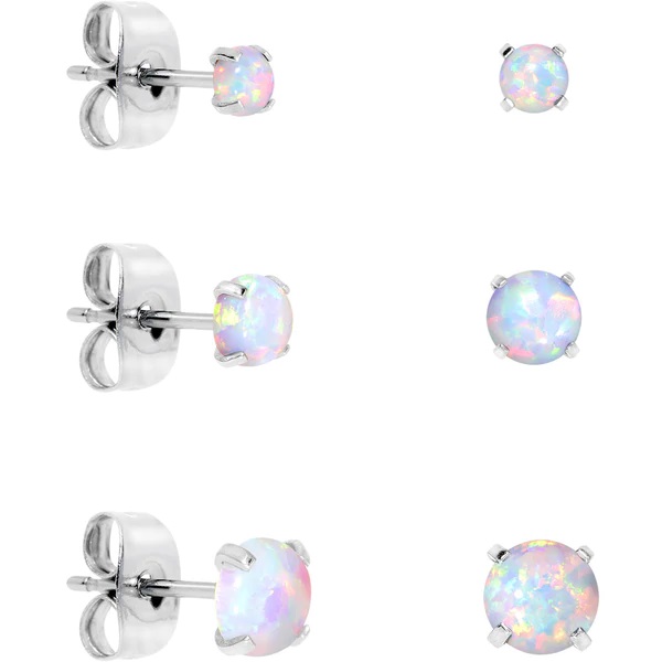 Body Candy White Synthetic Opal Stainless Steel Post Stud Earring Pack Set of 3 Review