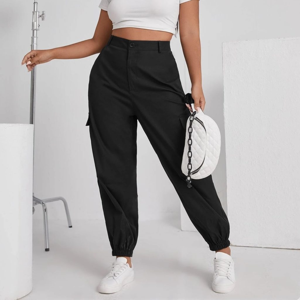 Shein Curve Solid Button Fly Flap Pocket Cargo Pants Review