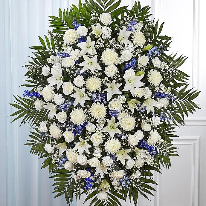 1800Flowers Blue & White Funeral Standing Spray Review