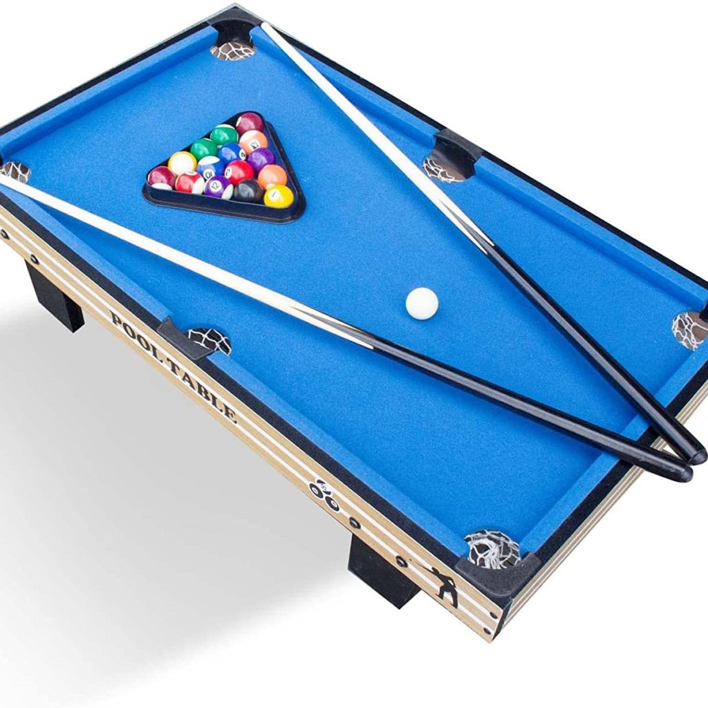 Tabletop Mini Pool Table Set: 36" Portable Table Top Pool Table Game for Kids Adults Families in Playroom, Game Room or Bedroom Includes Billiard Table, Balls, Cue Sticks, Chalk, Brush and Triangle