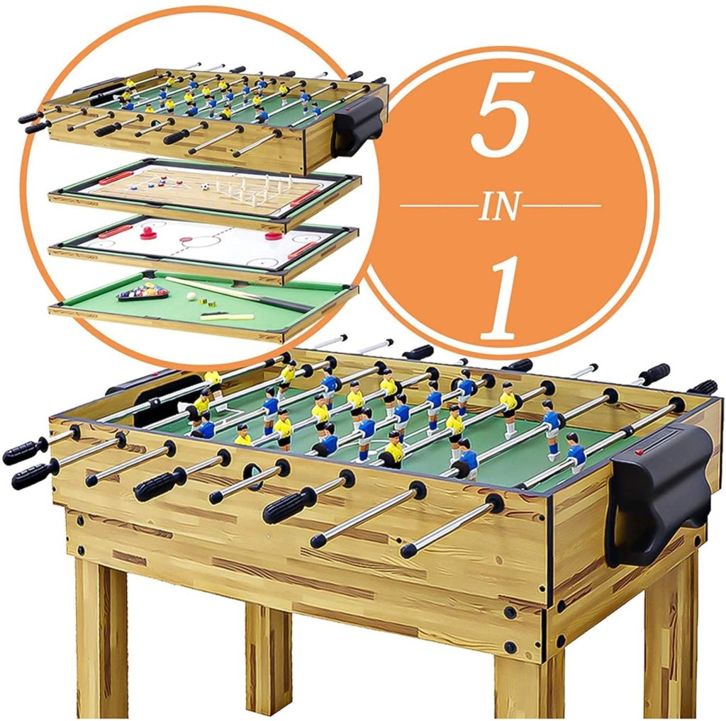 haxTON 1 Set of Popular Game Tables 5 in 1 Multi-Use Game Table Compact Combination Game Tables Mini Game Tables Foosball Table Air Hockey Table Pool Table Mini Table for Children Adult