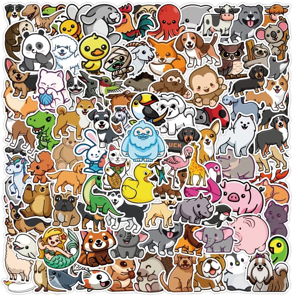 Cute Animal Stickers 100pcs Waterproof Phone case Stickers Notebook Stickers
