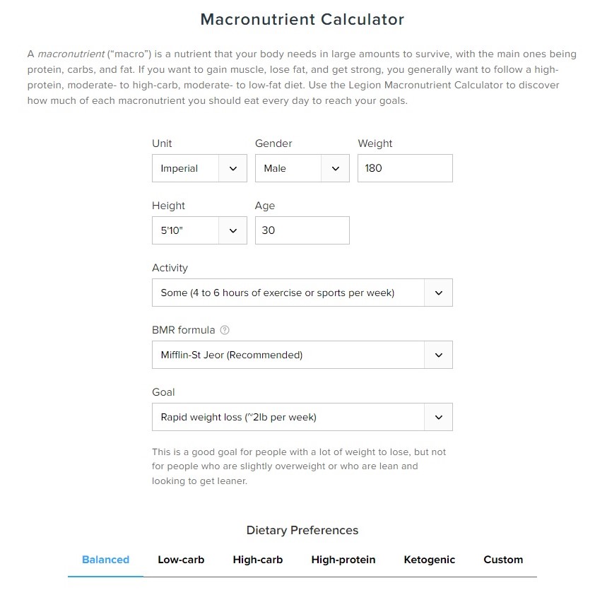 Legion Athletics Macro Calculator Review