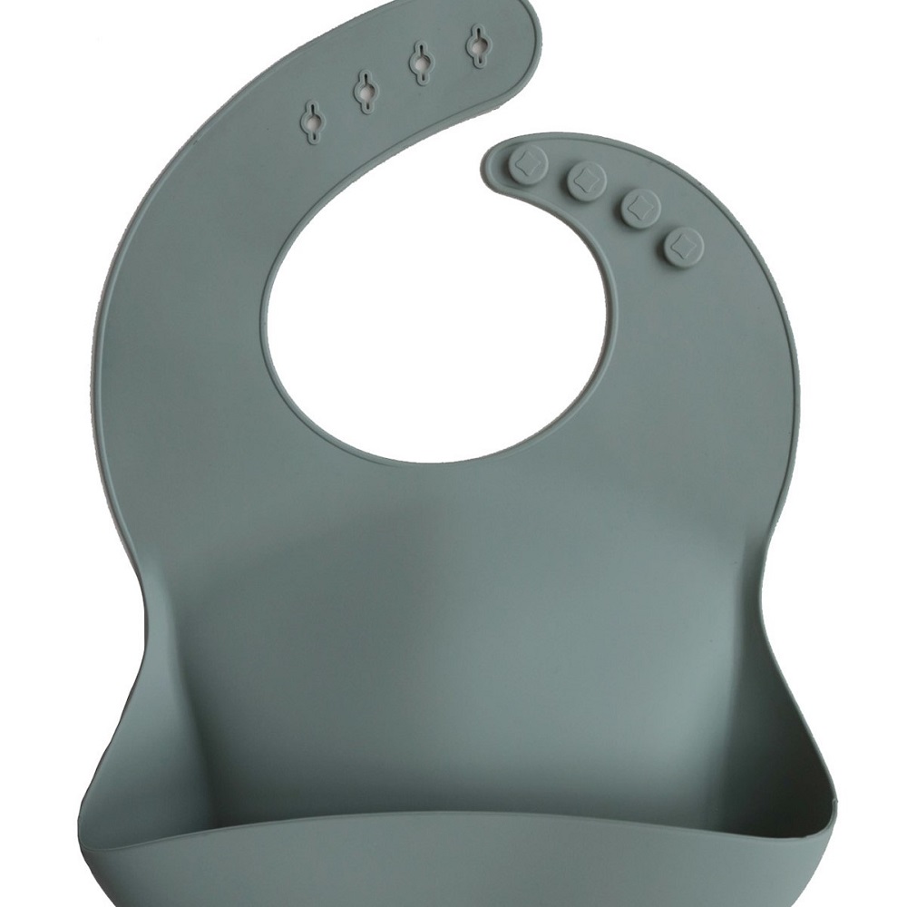 Mushie Silicone Baby Bib Cambridge Blue Review