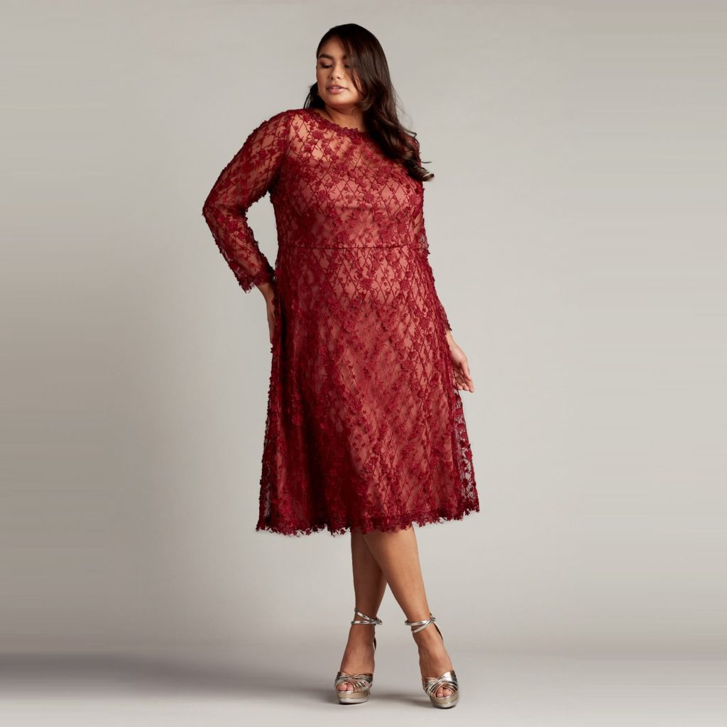 Tadashi Shoji Binx Embroidery Tea-Length Dress Plus Size Review