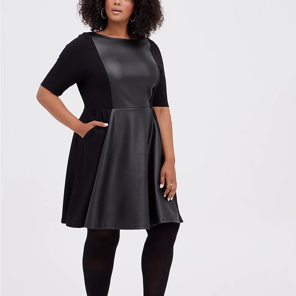 Torrid Skater Dress Luxe Ponte Coated Black Review