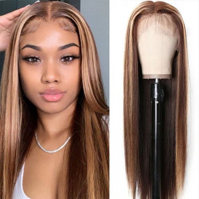 Yolova Review 7 Yolova Straight Lace Wig 180% Density Piano Honey Blonde Review