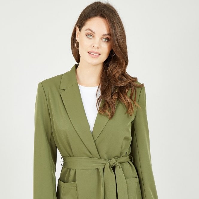 Yumi Clothing Yumi Khaki Tie Waist Wrap Blazer Review