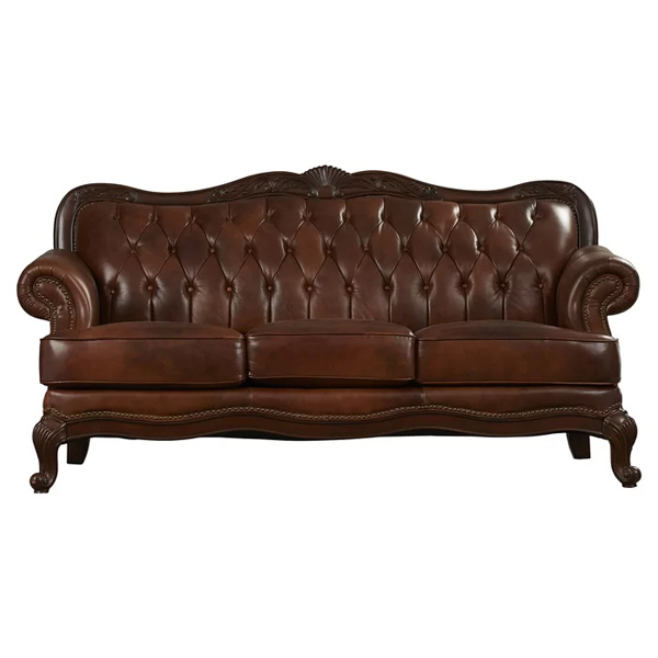 Smith 86'' Genuine Leather Rolled Arm Sofa