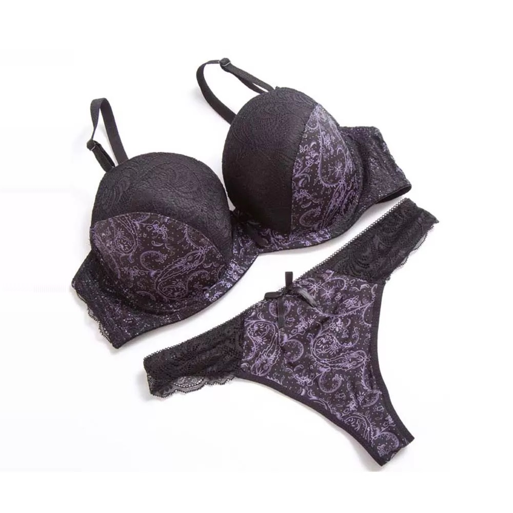 AllyLikes Solid Floral Lace Underwire Push Up Bra And Panty Underwear Set Review