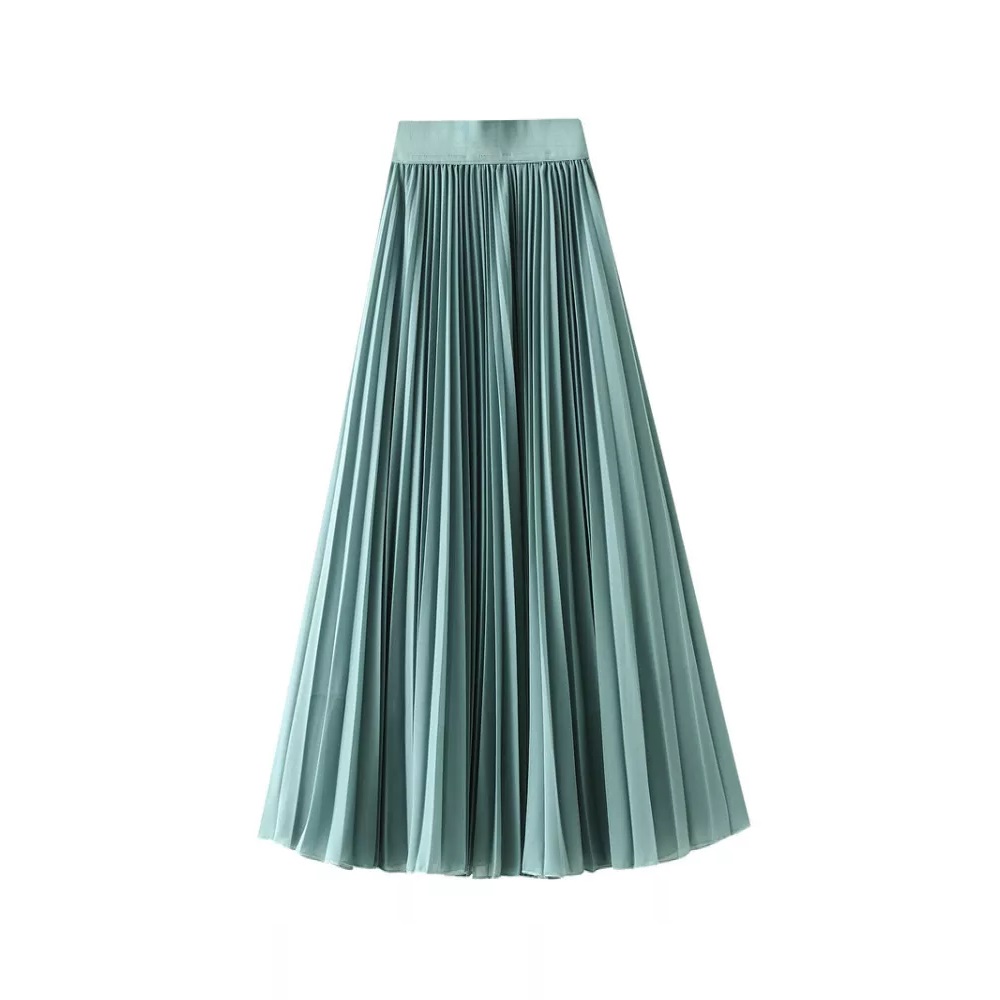 AllyLikes Plain High Elastic Waist Pleated Midi Skirt Review