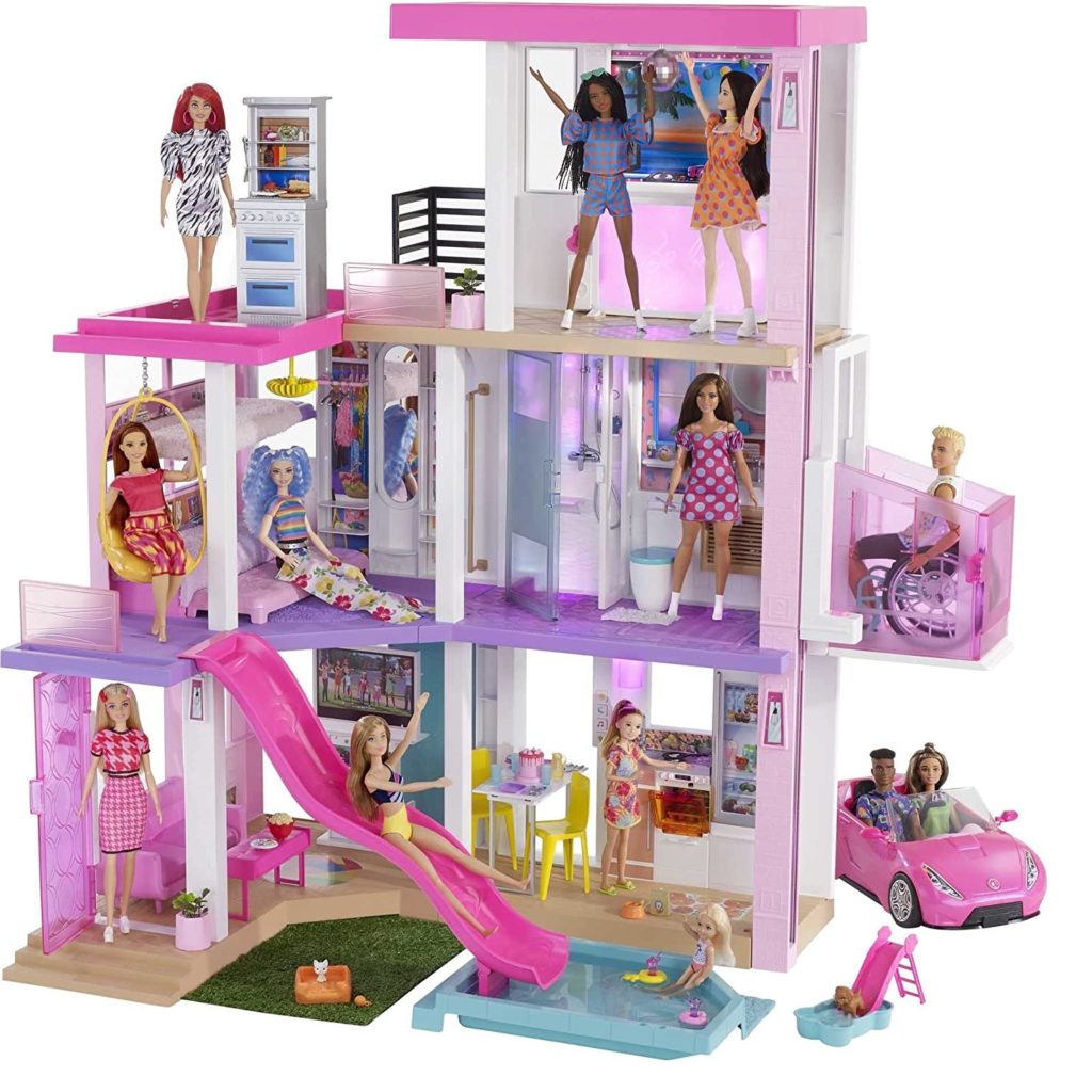 Barbie Dreamhouse (3.75-ft) 3-Story Dollhouse Playset with Pool & Slide, Party Room, Elevator, Puppy Play Area, Customizable Lights & Sounds, 75+ Pieces, Gift for 3 to 7 Year Olds, New for 2021