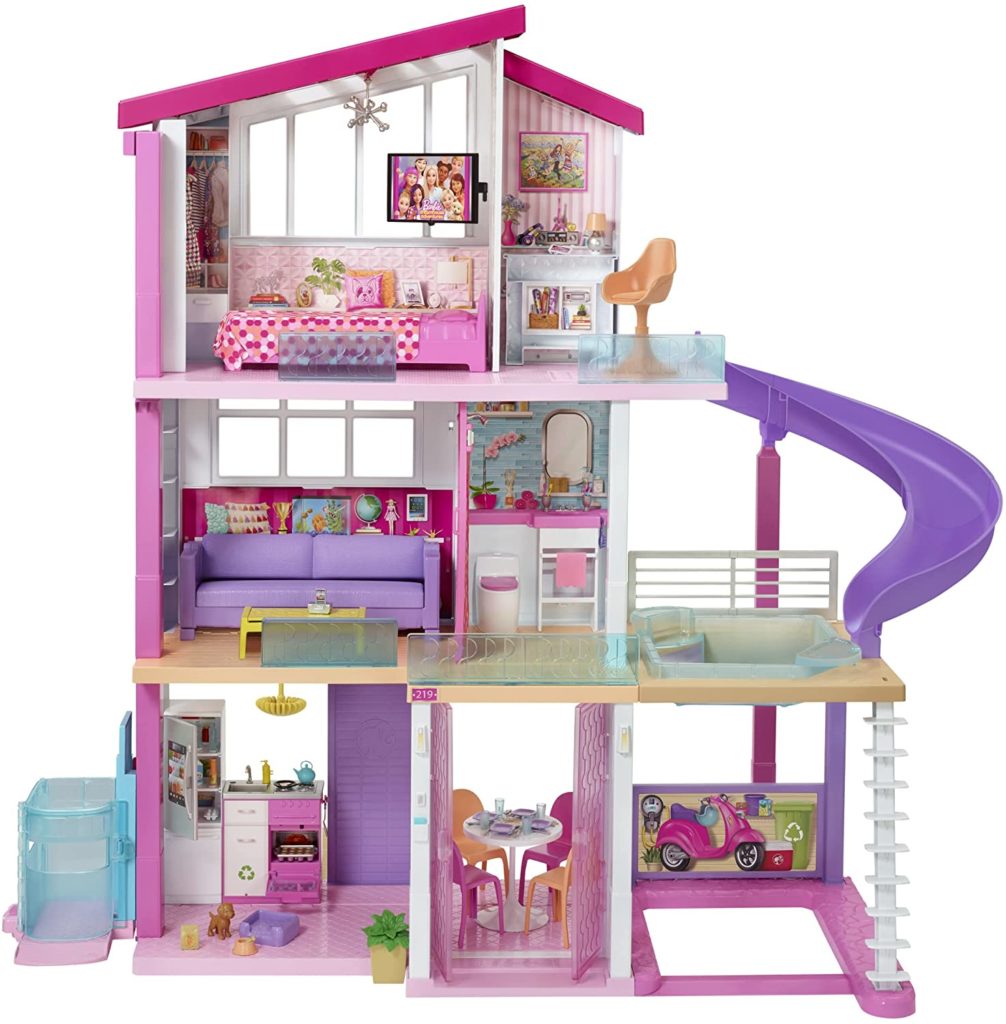 Barbie Dreamhouse Dollhouse with Wheelchair Accessible Elevator, Pool, Slide and 70 Accessories Including Furniture and Household Items, Gift for 3 to 7 Year Olds