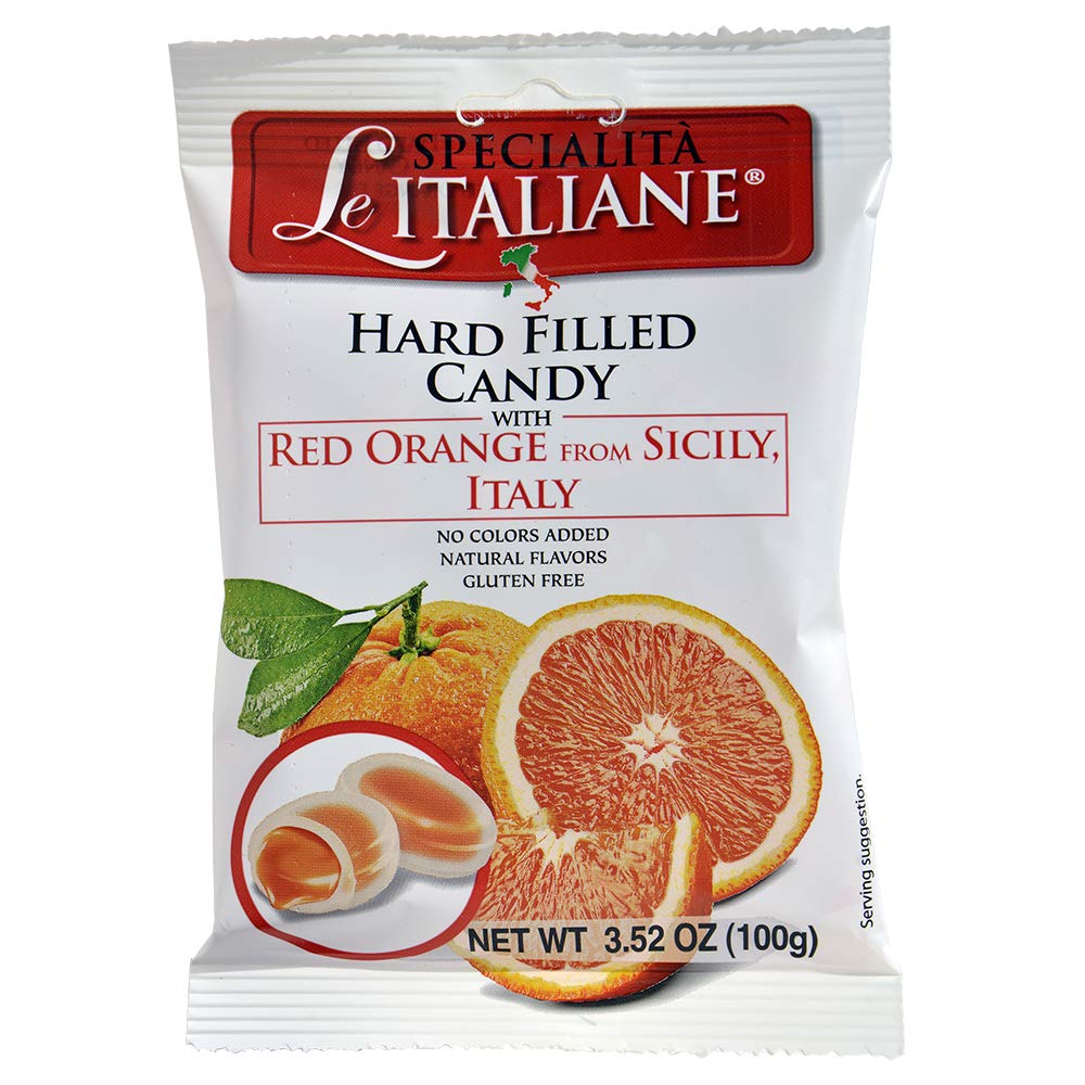 Serra Le Italiane, Italian Natural Hard Candy Filled With Red Orange From Sicily Italy, 3.5 Ounce