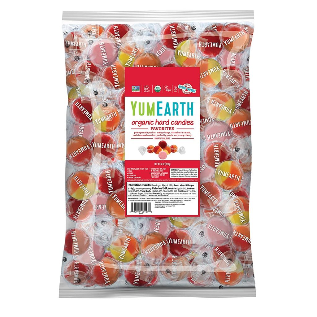 YumEarth Organic Fruit Drops Hard Candy, Assorted Flavors, 4.25 Pound (Pack of 1) - Allergy Friendly, Non GMO, Gluten Free, Vegan (Packaging May Vary)