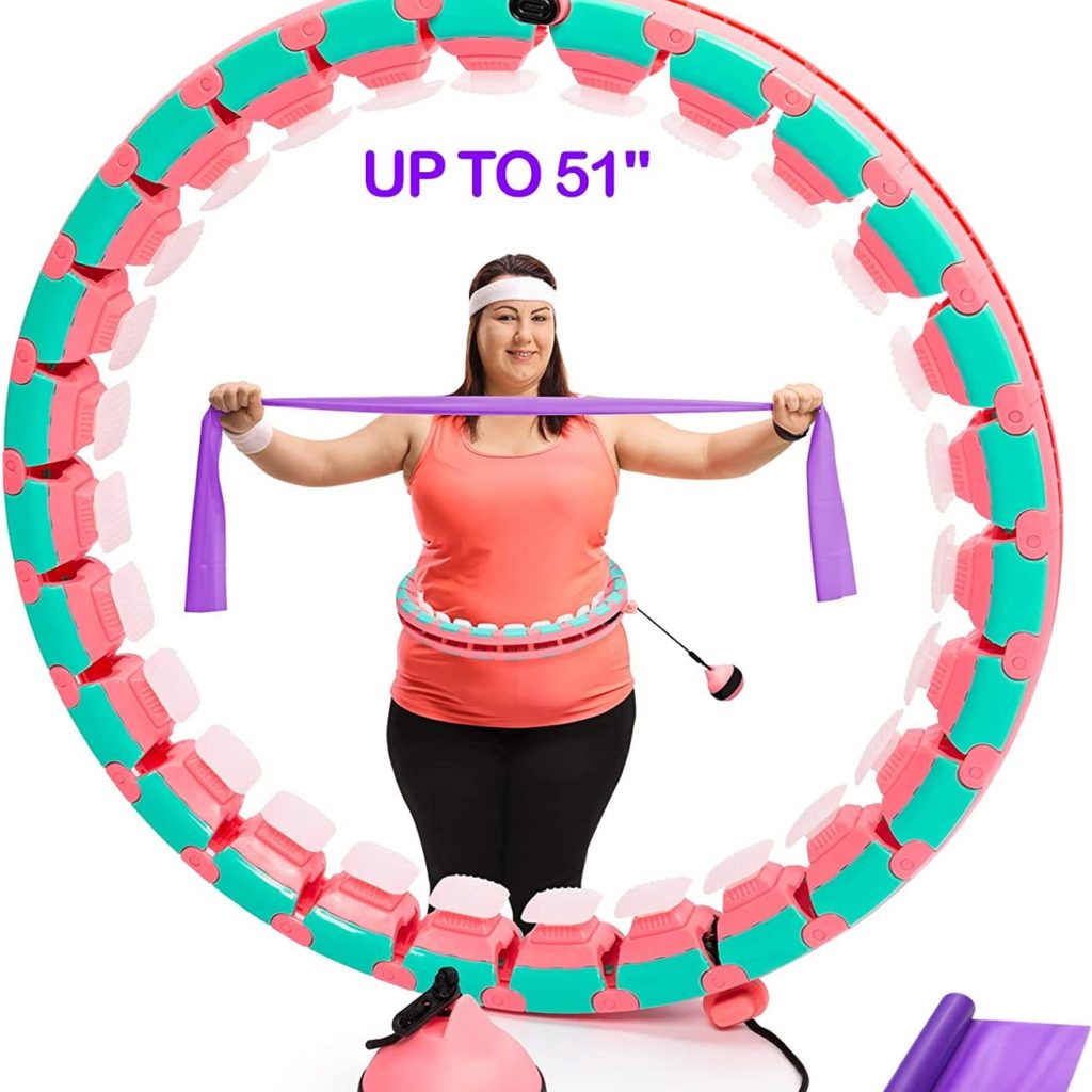 LUBBYGIM Weighted Hula Infinity Hoop Plus Size for Adults Weight Loss, TIK TOK Smart Weighed Hoola Fit Hoop with 27 Detachable Knots for Adults Kids Beginners - Max Waist to 51"