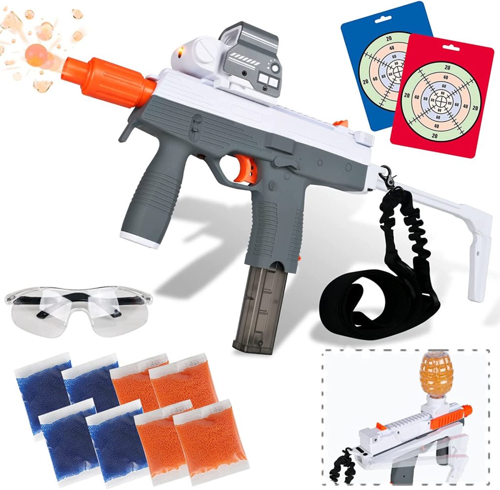 Srcooat Electric Gel Blaster, Splatter Ball Blaster Automatic with 40000 Ammo, 4 in 1 MP9 Gel Ball Blaster Shooter Summer Outdoor Activities Game Toy Gift for Boys and Girls 12+ (Gray)
