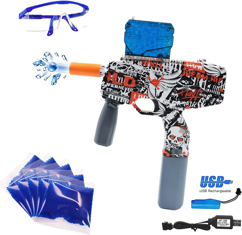 8 Best Splat Gun 5 Splatter Ball Gun, Full Auto Splatter Ball Blasters with 10000 Water Bead Rechargeable Battery Powered, Gel Ball Blaster for Boys & Girls, Age 12+