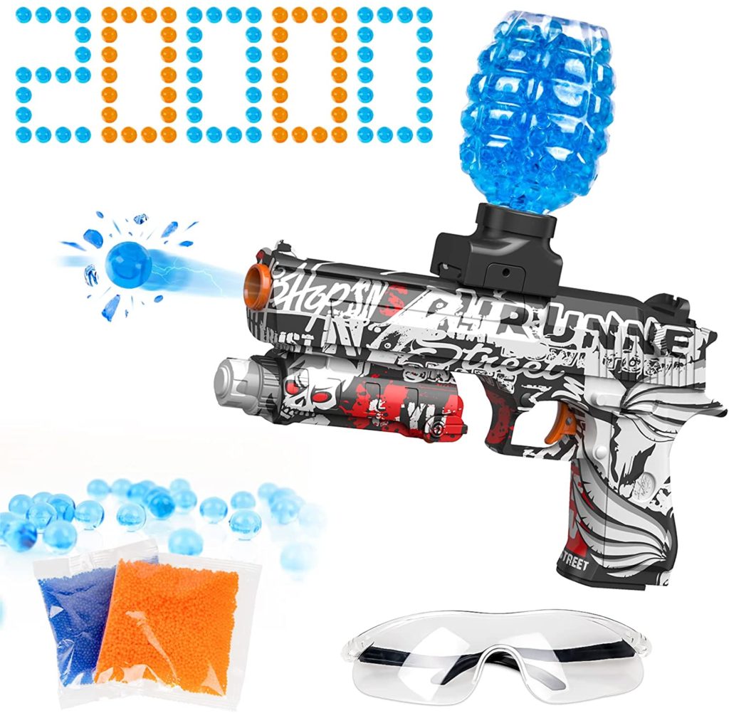 8 Best Splat Gun 6 Gel Ball Blaster, Electric Splatter Ball Gun, Desert-E Eco-Friendly Splatter Ball Blaster with Goggles and 20,000+ Gel Beads Suitable for Backyard Fun and Outdoor Team Shooting Games, Over 12+