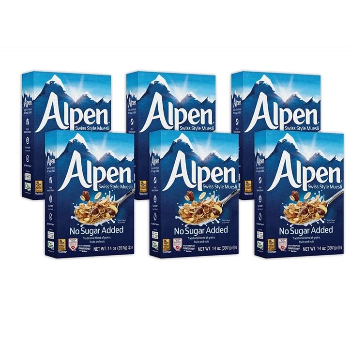 Alpen Muesli Cereal, No Sugar Added, 14 Ounce (Pack of 6)