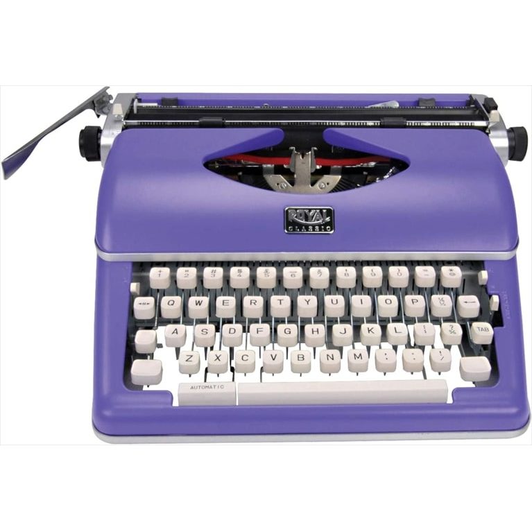Royal 79119Q Classic Manual Metal Typewriter 44 Keys and 88 Symbols Keyboard Office Machine for Letters or Novels with Storage Case, Purple
