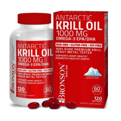 Bronson Vitamins Premium Antarctic Krill Oil Omega-3 EPA DHA Non-GMO 1,000 mg 120 Softgels Review