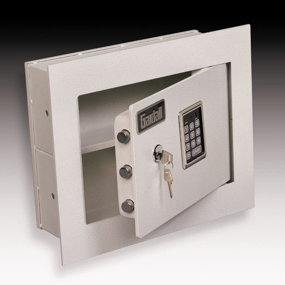 Gardall WS1314-T-EK 4" Concealed Wall Safe with Single Key and Electronic Lock, Tan