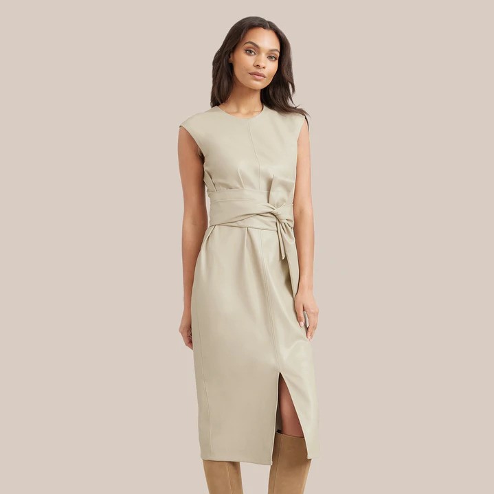 Modern Citizen Pilar Vegan Leather Tie-Front Dress Review 