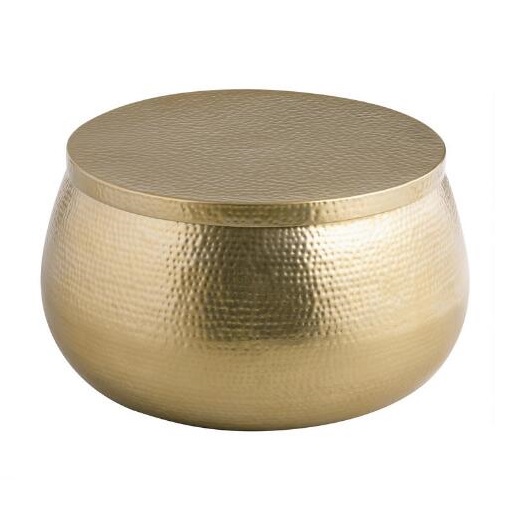 Bobby Berk World Market Round Gold Hammered Metal Cala Storage Coffee Table Review