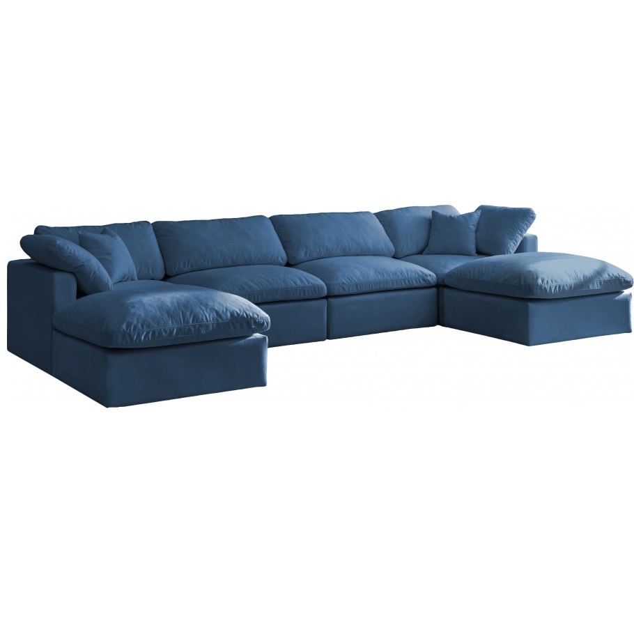Meridian Furniture Blue Plush Velvet Sectional Couch Review