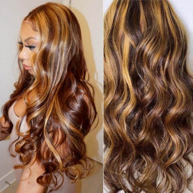 Yolova Ombre Honey Blonde Highlight 13×4 Lace Front Body Wave Human Hair Wigs Review