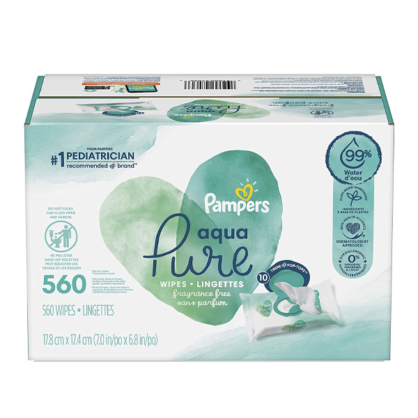 Pampers Aqua Pure Sensitive Water Baby Diaper Wipes (10-Pack)