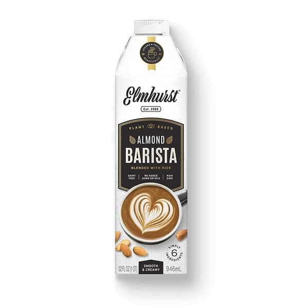 Elmhurst 1925 Barista Edition Almond Milk, Plant-Based, Vegan, 32 Ounce (Pack of 6)