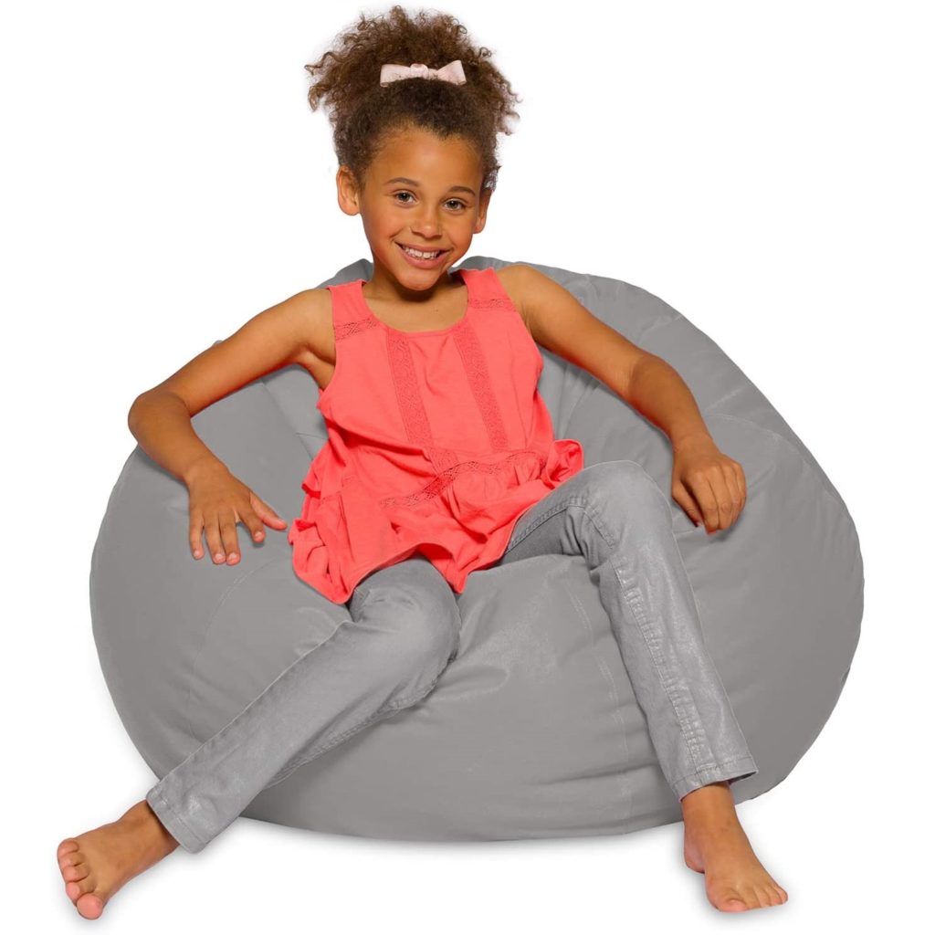 Posh Creations Bean Bag Chair for Kids, Teens, and Adults Includes Removable and Machine Washable Cover, 38in - Large, Solid Gray