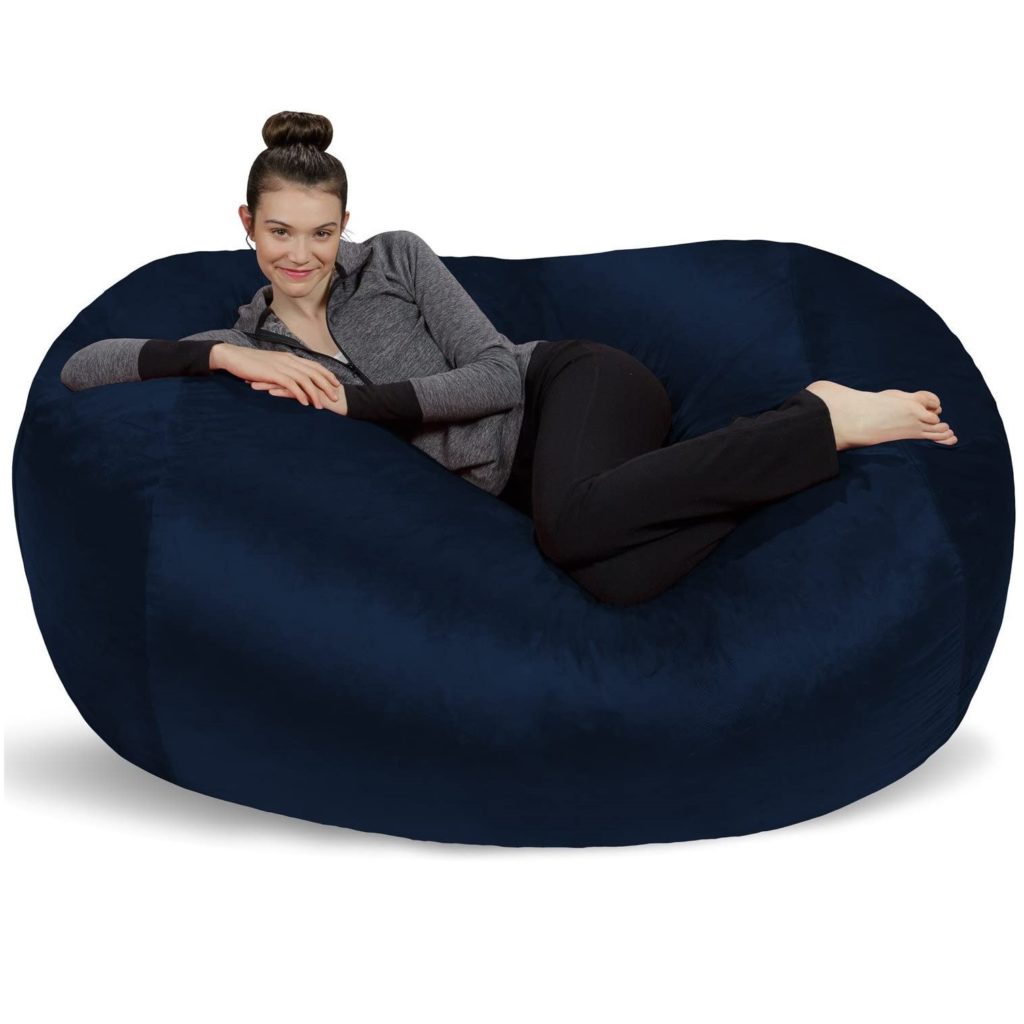 Sofa Sack - Plush Bean Bag Sofas with Super Soft Microsuede Cover - XL Memory Foam Stuffed Lounger Chairs For Kids, Adults, Couples - Jumbo Bean Bag Chair Furniture - Navy 6'