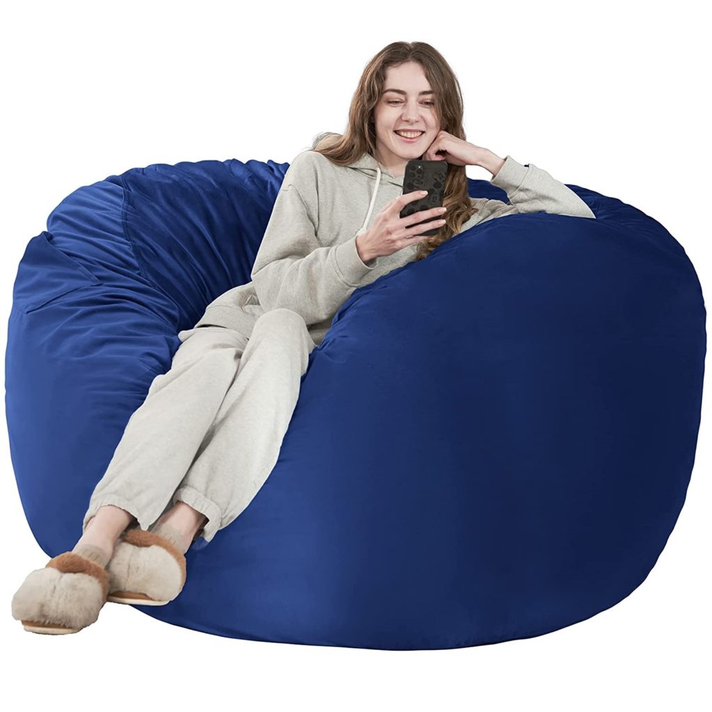 HABUTWAY Bean Bag Chair: Giant 4' Memory Foam Furniture Bean Bag Chair with Microfiber Cover - 4Ft, Blue