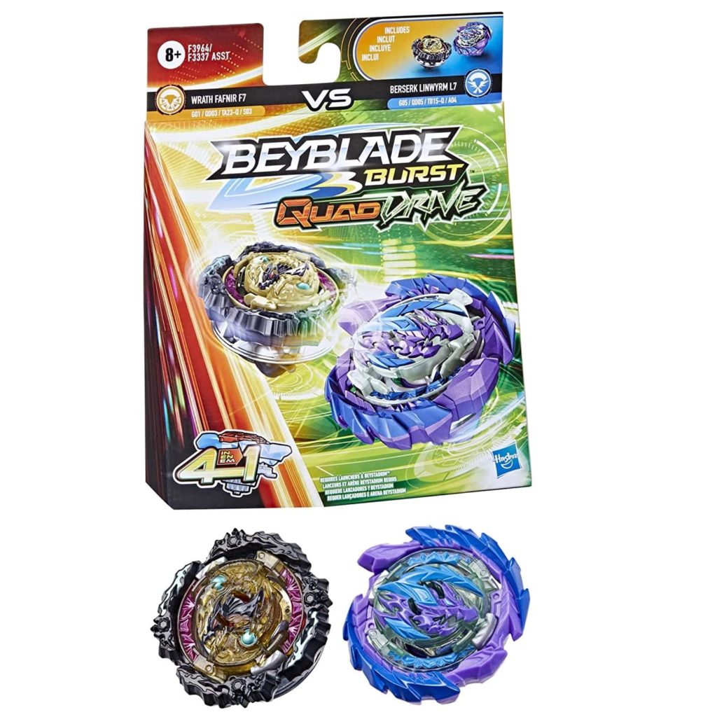 BEYBLADE Burst QuadDrive Wrath Fafnir F7 and Berserk Linwyrm L7 Spinning Top Dual Pack -- 2 Battling Game Top Toy for Kids Ages 8 and Up