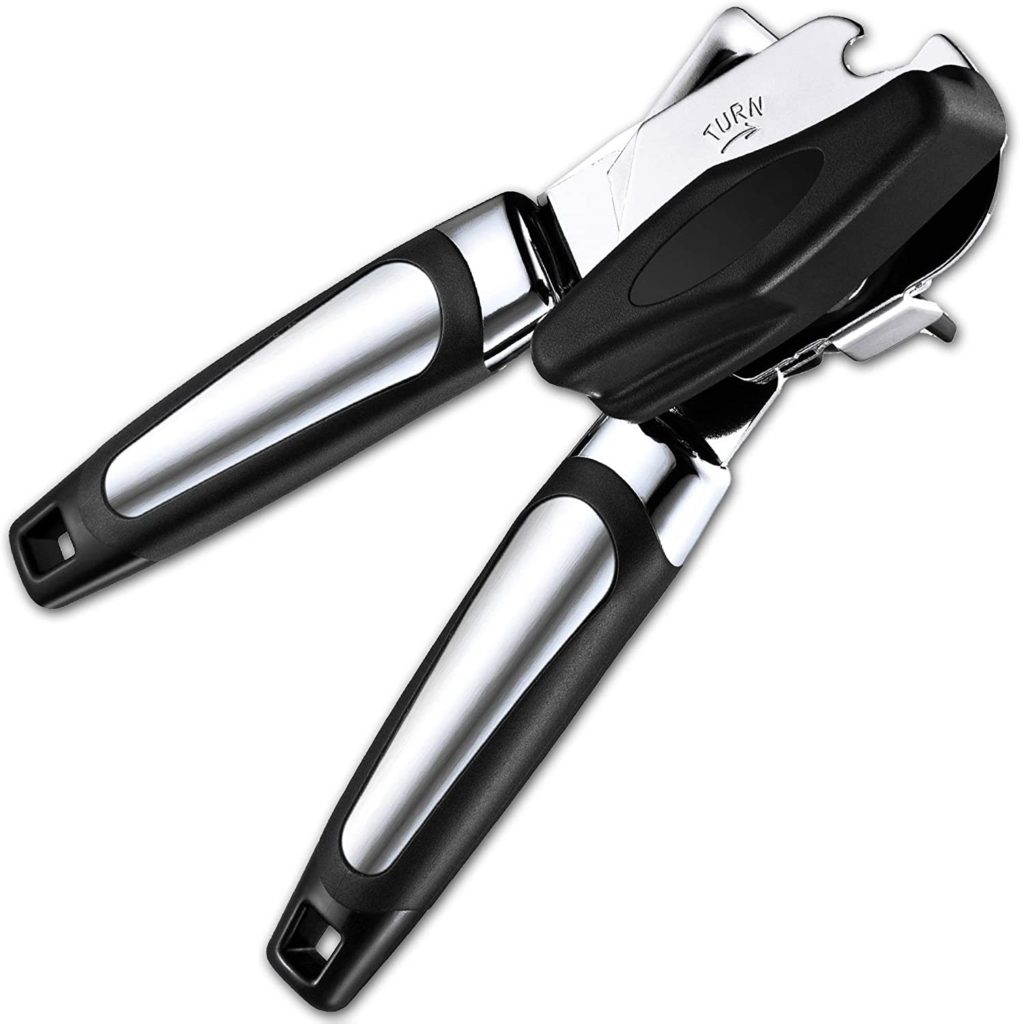 Can Opener Manual, Handheld Strong Heavy Duty Can Opener, Good Grips Anti-slip Hand Grip, Stainless Steel Sharp Blade, Ergonomic and Easy to Use, with Large Turn Knob