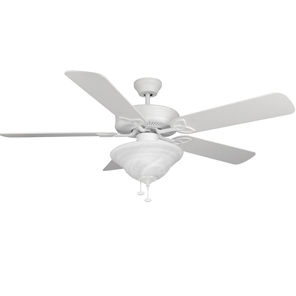 Craftmade BLD52MWW5C1 Builder Deluxe Triple Mount 52" Ceiling Fan with 120 Watts Light Kit, 5 Blades, Matte White