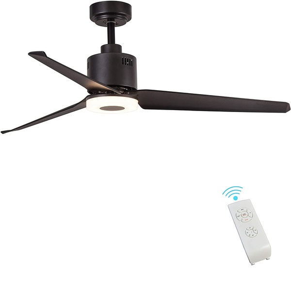 Indoor Ceiling Fan Light Fixtures - FINXIN Black Remote LED 52 Ceiling Fans For Bedroom,Living Room,Dining Room Including Motor,3-Blades,Remote Switch (Black)
