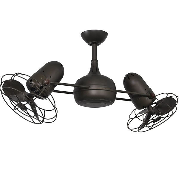 Matthews DG-TB-MTL Dagny Indoor/Outdoor Damp Location 41" Double-headed 360° Rotational Fan with Remote Control, Textured Bronze