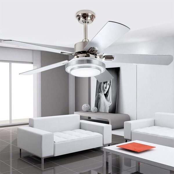 Andersonlight Fan 52" LED Indoor Stainless Steel Ceiling Fan with Light and Remote Control