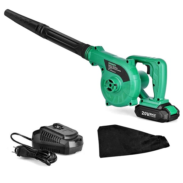 KIMO Cordless Leaf Blower & Vacuum, 2-IN-1 20V Leaf Blower Cordless with Battery and Charger, 150CFM Lightweight Mini Leaf Blower w/Variable-Speed, Handheld Electric Blowers for Lawn Care, Snow/Dust