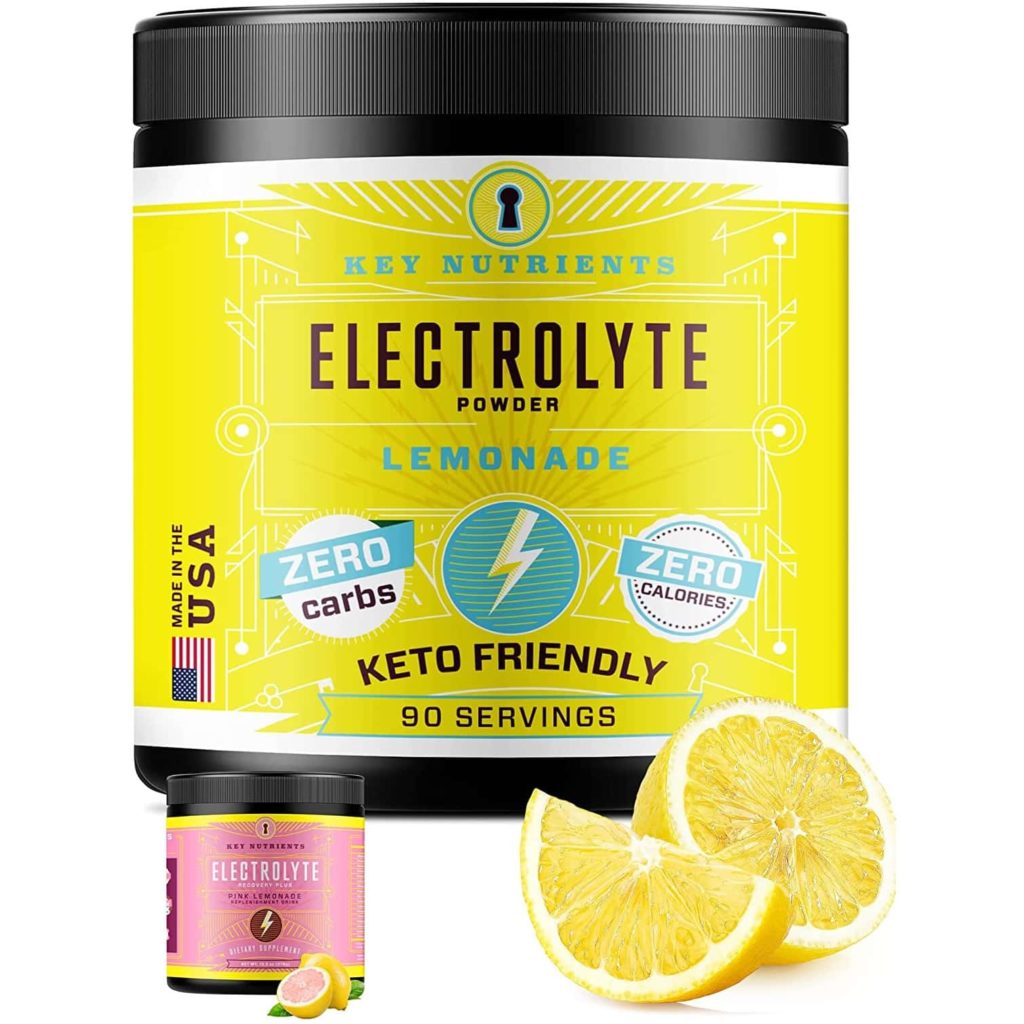 KeyNutrients Electrolytes Powder: Zero Calorie Lemonade/Pink Lemonade Electrolyte Powder in 90, 40 or 20 Servings Hydration Travel Packets - Keto Electrolytes, Zero Carbs and Gluten Free - Made in USA