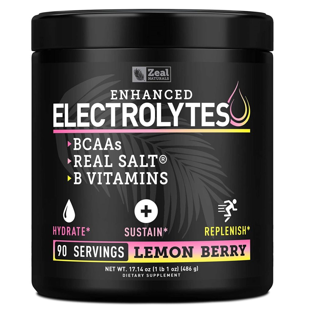 Electrolyte Powder Recovery Drink (90 Servings | Lemon Berry) w Real Salt +BCAAs +B-Vitamins Sugar Free Electrolyte Supplement w Potassium Zinc & Magnesium for Hydration - Keto Electrolytes