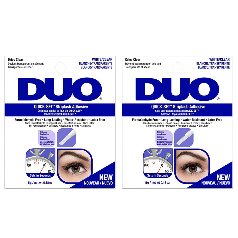 DUO Quick-Set Clear False Strip Lash Adhesive, Dries Invisible 0.18 oz x 2 Packs