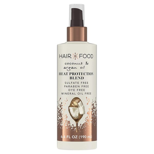  Hair Food Coconut & Argan Oil Heat Protectant Spray Blend, Paraben & Dye Free, 6.4 fl oz