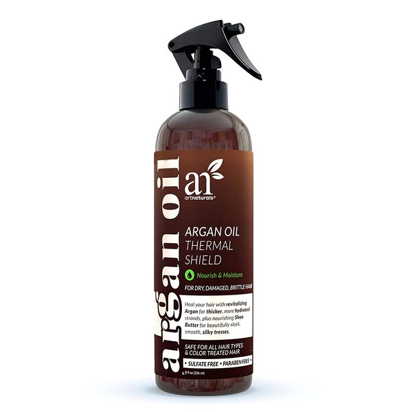 Artnaturals Thermal Hair Protector Spray - (8 Fl Oz / 236ml) - Heat Protectant Spray against Flat Iron Heat - Argan Oil Preventing Damage, Breakage and Split Ends - Sulfate Free
