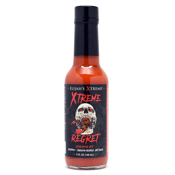  Elijah's Xtreme Regret Hot Sauce - Carolina Reaper and Trinidad Scorpion - The 2 Hottest Peppers in the World for an Extreme Fiery Heat